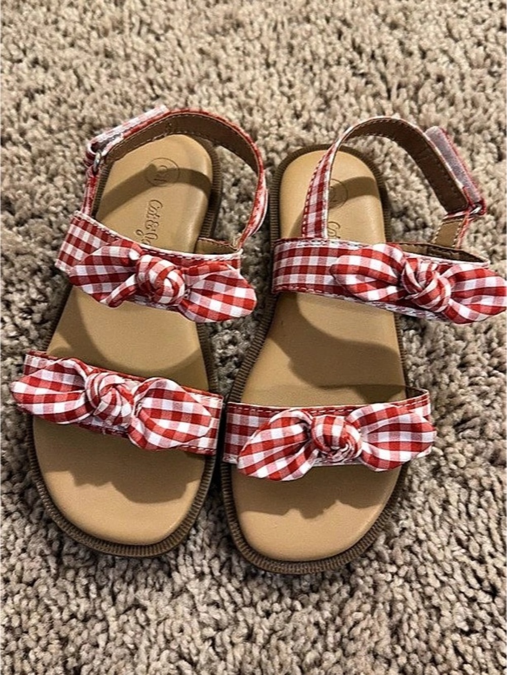 Cat & Jack Toddler Girls Red Gingham Bow Sandals